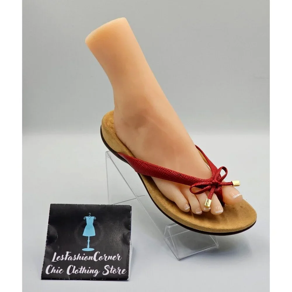 Vionic Women's Red Patent Leather Bella II Lizard Bow Comfort Sandals Sz 10 2647 - Picture 12 of 16